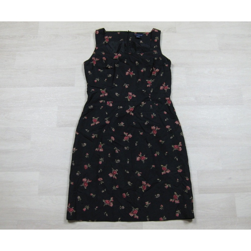 Vintage 90s Ann Taylor 100% Silk Mini Sheath Dress (L) Floral Whimsigoth Pockets